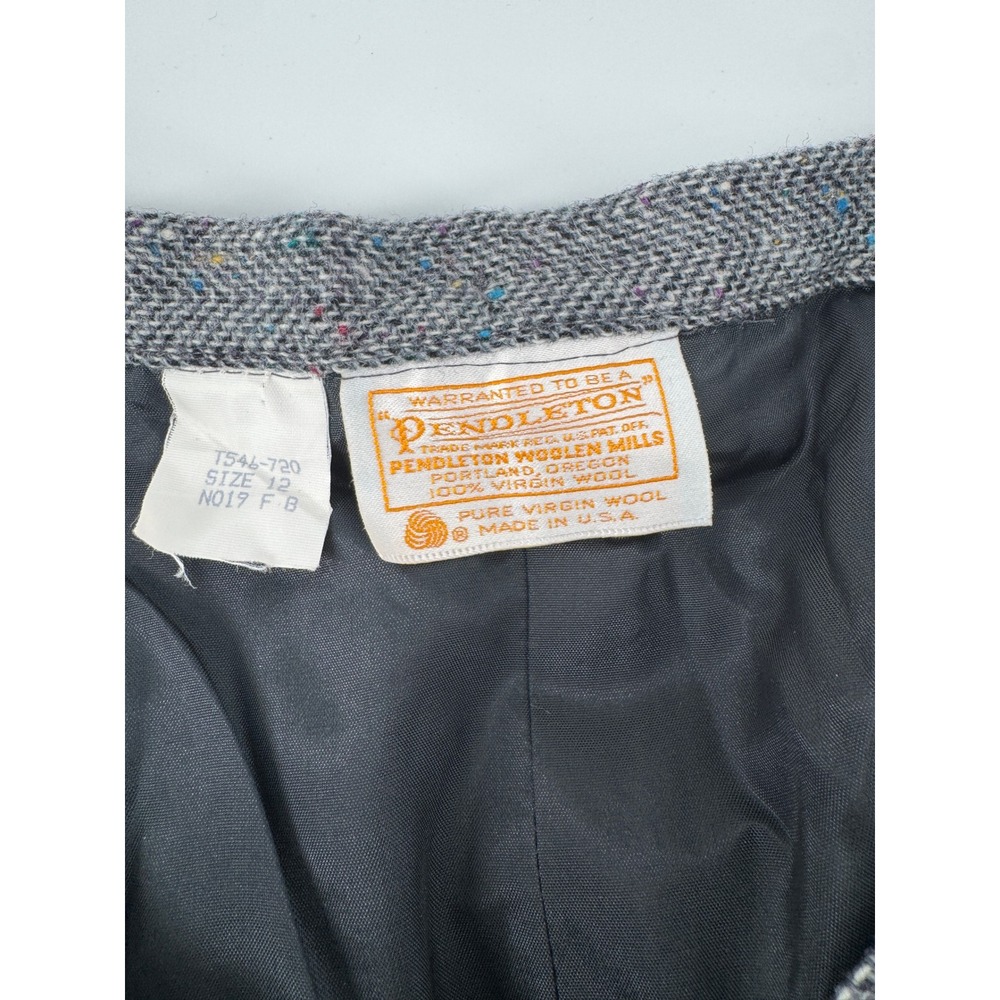 Vintage Pendleton Grey Herringbone Wool Confetti Tweed Pencil Skirt Size 12 USA - Picture 6 of 6